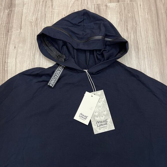 Acqua & Limone Oversized Hoodie Dress Black Graphic FOHR Made in Italy One Size - Picture 7 of 13